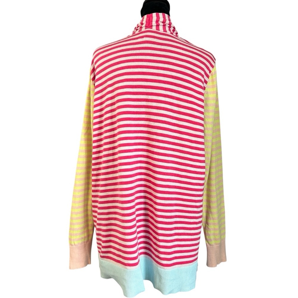 Lands’ End Striped Multi Color Open Front Long Ca… - image 4